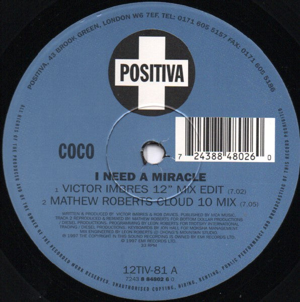 Coco : I Need A Miracle (12", Single)