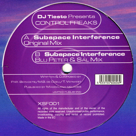DJ Tiësto Presents Control Freaks : Subspace Interference (12")