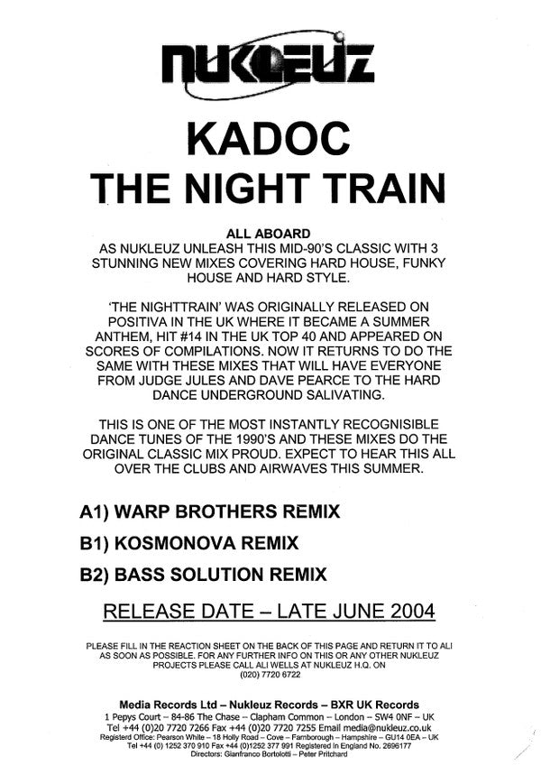 Kadoc : The Nighttrain (12")