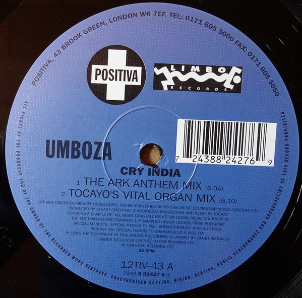 Umboza : Cry India (12", Single)
