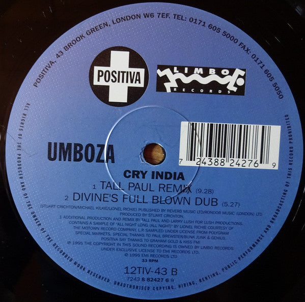 Umboza : Cry India (12", Single)