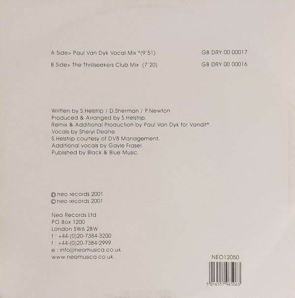 The Thrillseekers Feat. Sheryl Deane : Synaesthesia (Fly Away) (12")
