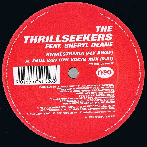 The Thrillseekers Feat. Sheryl Deane : Synaesthesia (Fly Away) (12")