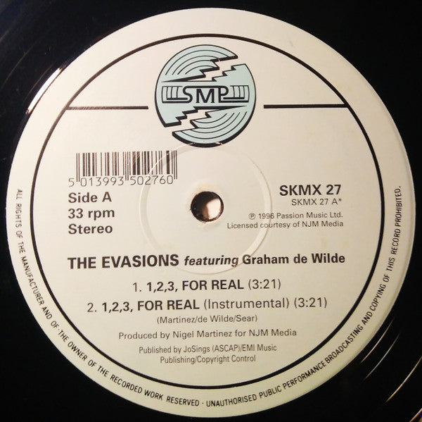 The Evasions featuring Graham De Wilde : 1, 2, 3, For Real (12")