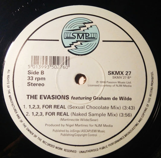 The Evasions featuring Graham De Wilde : 1, 2, 3, For Real (12")