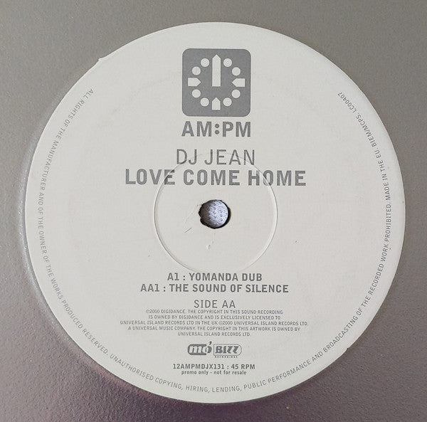 DJ Jean : Love Come Home (12", S/Sided, Promo, Sil)