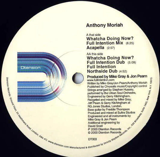 Anthony Moriah : Whatcha Doing Now? (12")