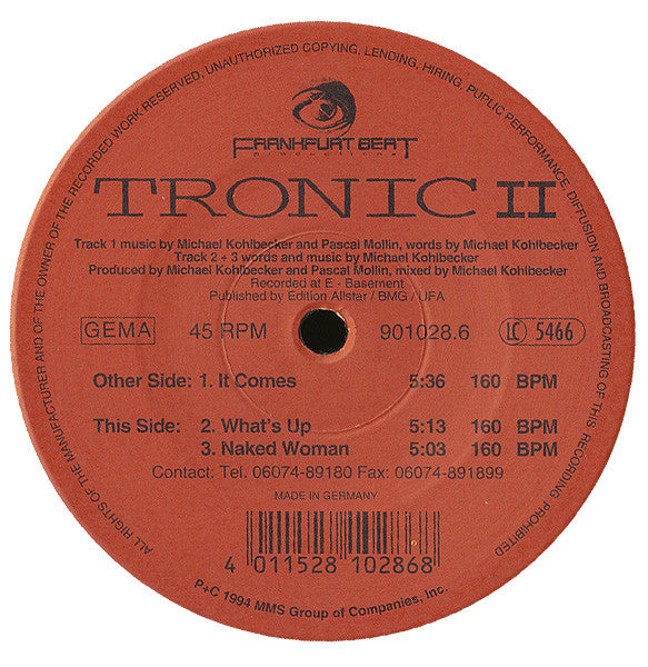 Tronic II* : It Comes (12")