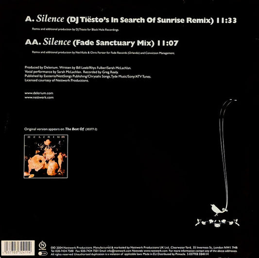 Delerium Featuring Sarah McLachlan : Silence 2004 (Remixes By DJ Tiësto And Fade) (12")