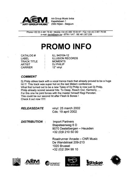 DJ Philip : Moments (12", Promo, W/Lbl)