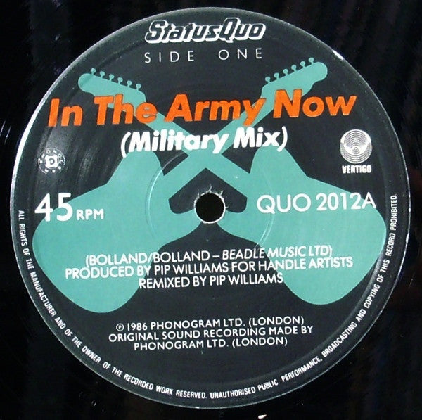 Status Quo : In The Army Now (12", Single)