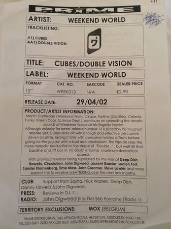 Weekend World : Cubes (12", W/Lbl)