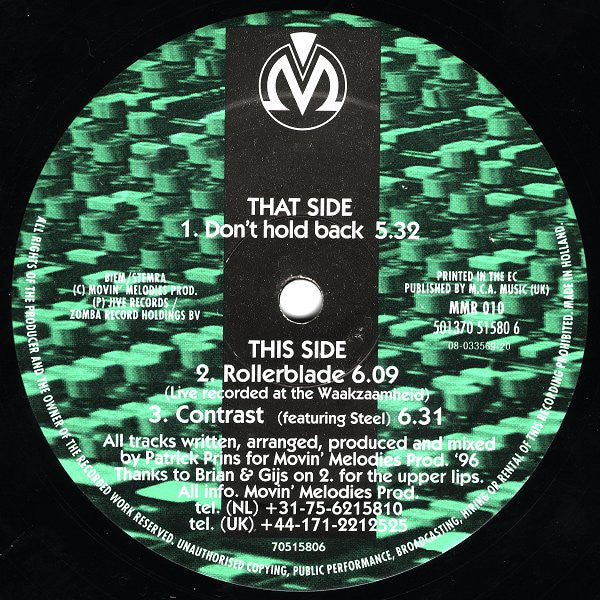 Movin' Melodies : Don't Hold Back (12")