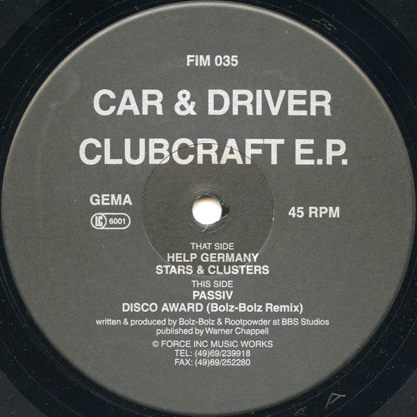 Car & Driver : Clubcraft E.P. (12", EP)