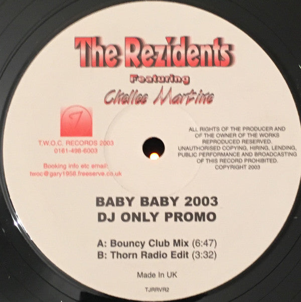 The Rezidents Featuring Chellee Martine : Baby Baby 2003 (12", Promo)