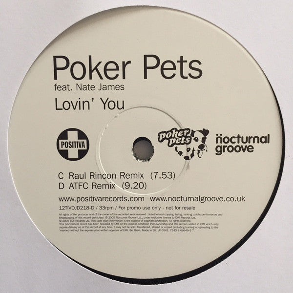 Poker Pets Feat. Nate James : Lovin' You (2x12", Promo)