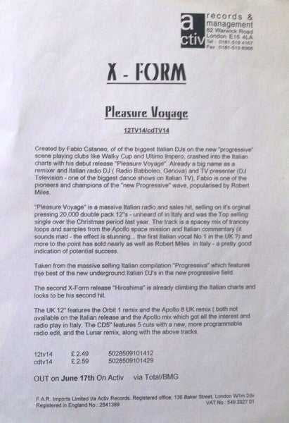 X-Form (2) : Pleasure Voyage (12")