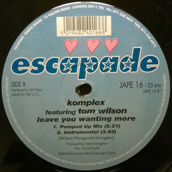 Komplex (5) Featuring Tom Wilson : Leave You Wanting More (12")