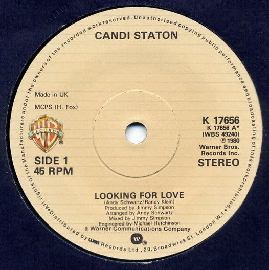 Candi Staton : Looking For Love (7", Single)