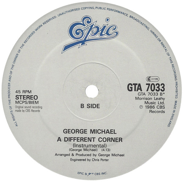 George Michael : A Different Corner (12", Single, Gat)