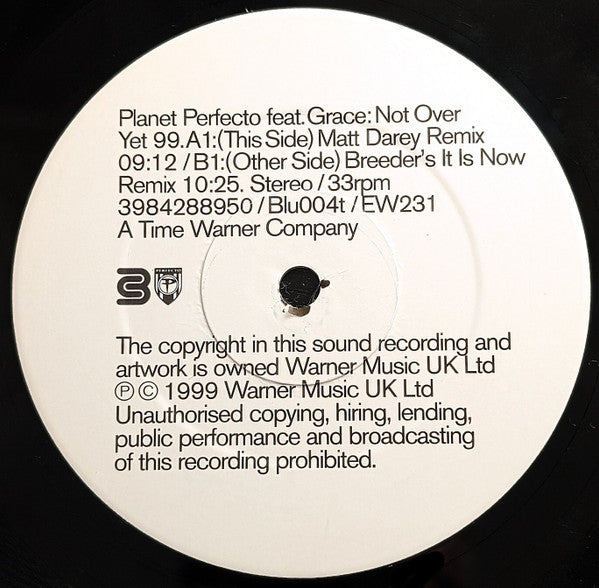 Planet Perfecto Feat. Grace : Not Over Yet 99 (12")