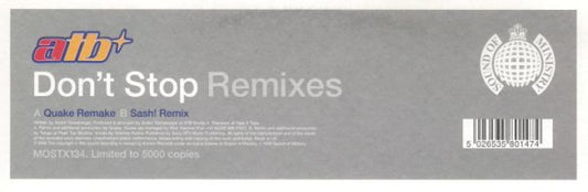 ATB : Don't Stop (Remixes) (12", Ltd)