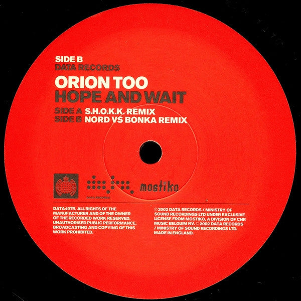 Orion Too : Hope And Wait (12")