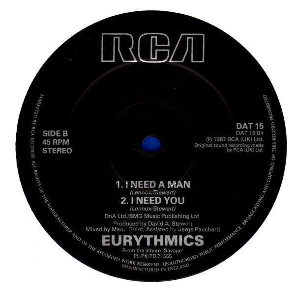Eurythmics : I Need A Man (12", Single)