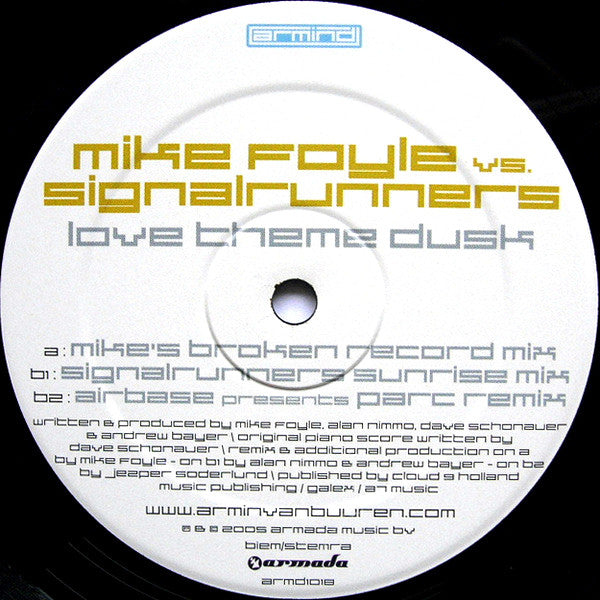 Mike Foyle Vs. Signalrunners : Love Theme Dusk (12")