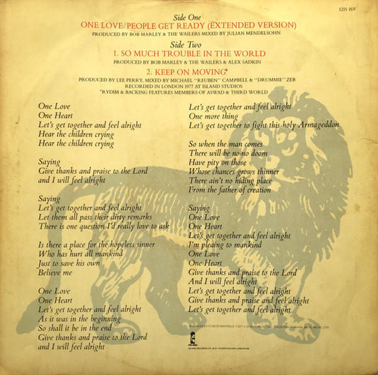 Bob Marley And The Wailers* : One Love People Get Ready (12", Pos)