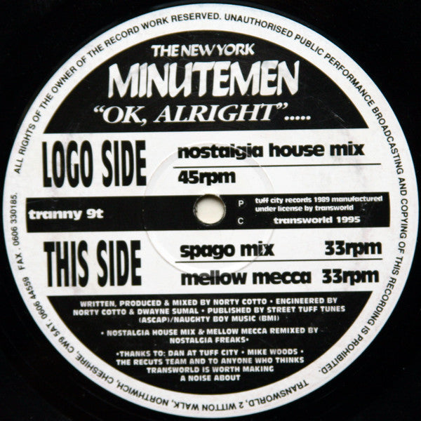 The New York Minutemen : OK, Alright...... (12")