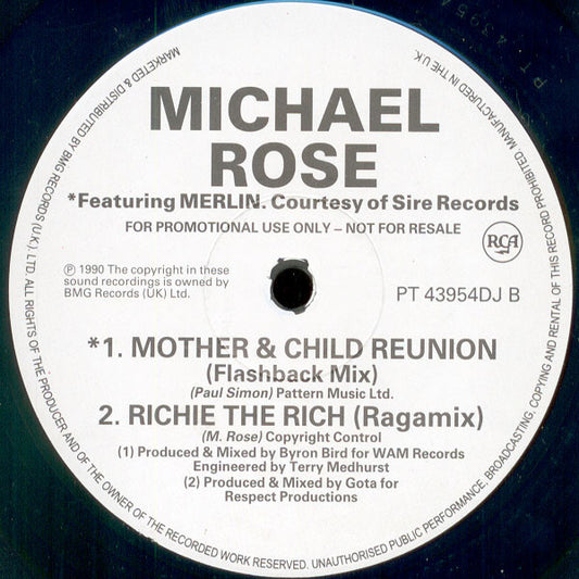 Michael Rose Featuring Merlin : Mother & Child Reunion (12", Promo)