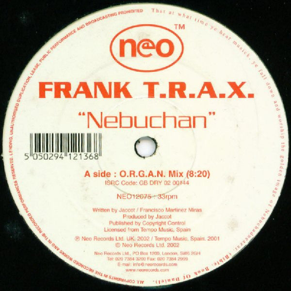 Frank T.R.A.X. : Nebuchan (12", Single)