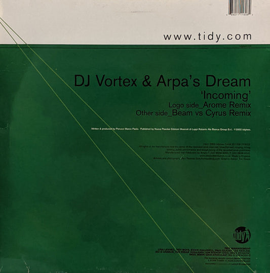 DJ Vortex & Arpa's Dream : Incoming (12", Single)