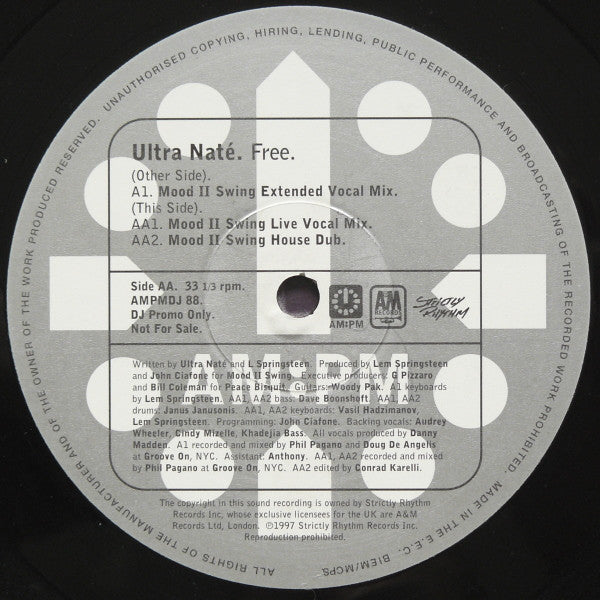 Ultra Naté : Free (Mood II Swing Mixes) (12", Promo)