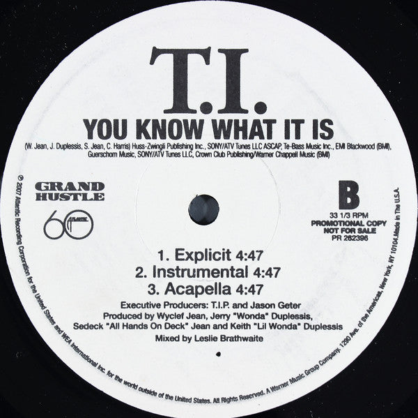 T.I. : You Know What It Is (12", Promo)
