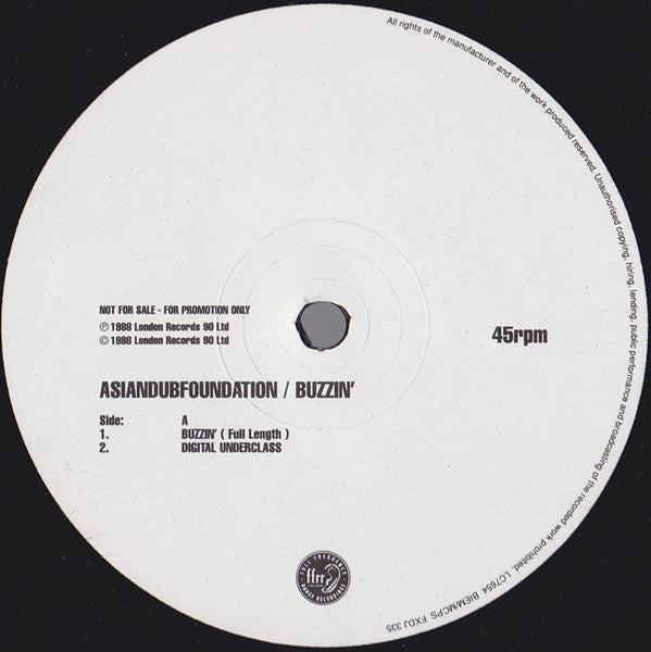 Asian Dub Foundation : Buzzin' (12", Promo)