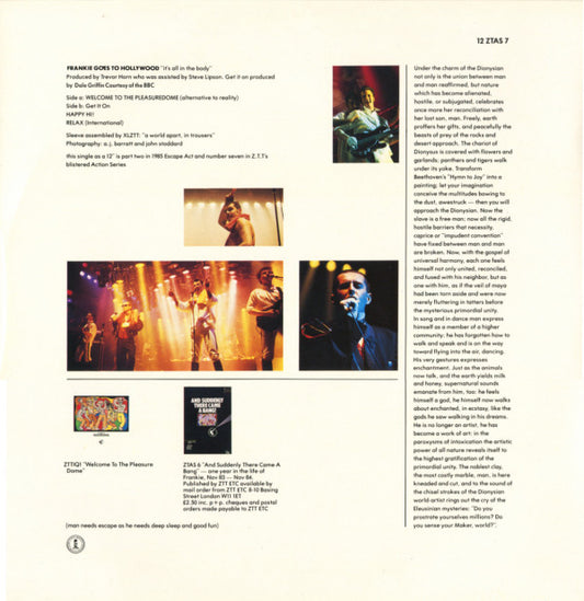 Frankie Goes To Hollywood : Welcome To The Pleasuredome (12", Single)