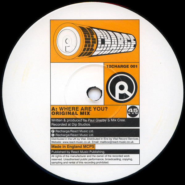 Paul Glazby Vs Dynamic Intervention : Where Are You? (12")