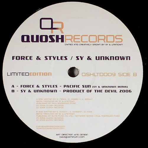 Force & Styles / Sy & Unknown : Pacific Sun (Sy & Unknown Remix) / Product Of The Devil 2006 (12", Ltd)