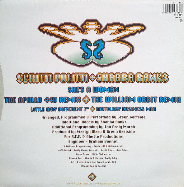 Scritti Politti + Shabba Ranks : She's A Woman (12", Single)