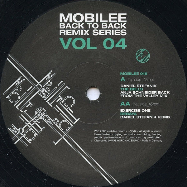 Daniel Stefanik / Exercise One : Mobilee Back To Back Remix Series Vol 04 (12")