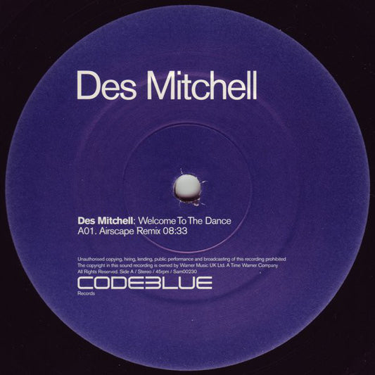 Des Mitchell : Welcome To The Dance (12", Promo)
