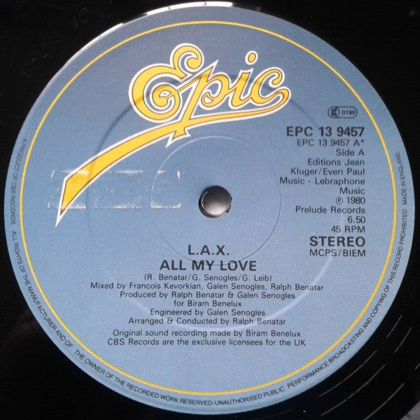 L.A.X. : All My Love (12", Single)