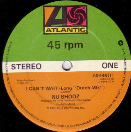 Nu Shooz : I Can't Wait (Long 'Dutch Mix') (12", Single, Pic)