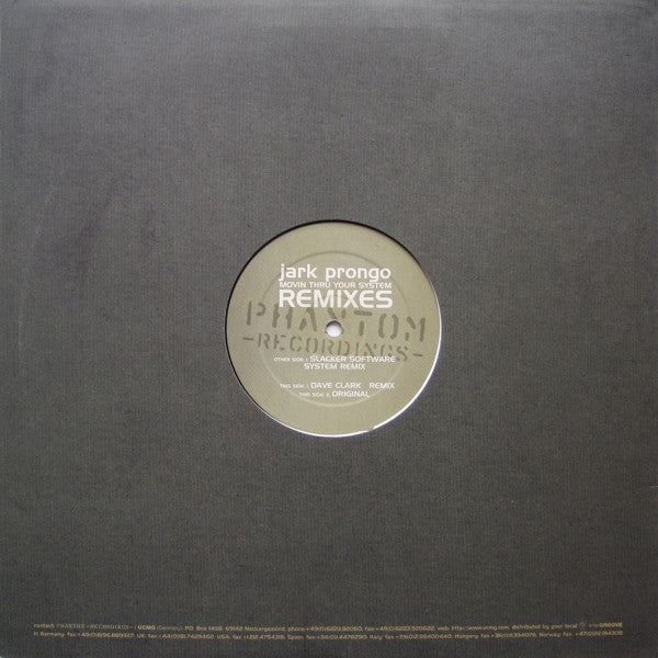 Jark Prongo : Movin Thru Your System Remixes (12")