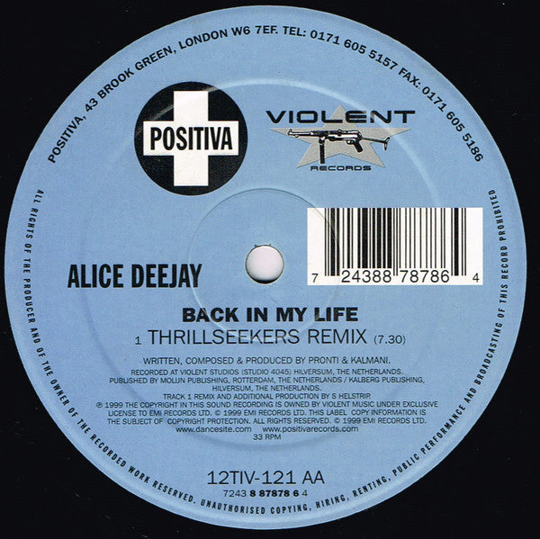 Alice Deejay : Back In My Life (12", Single)