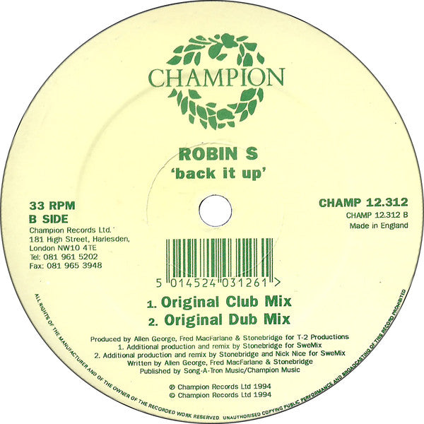Robin S. : Back It Up (12")