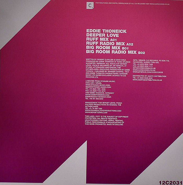 Eddie Thoneick Featuring Berget Lewis : Deeper Love (12")