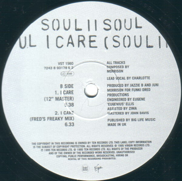 Soul II Soul : I Care (Soul II Soul) (12")